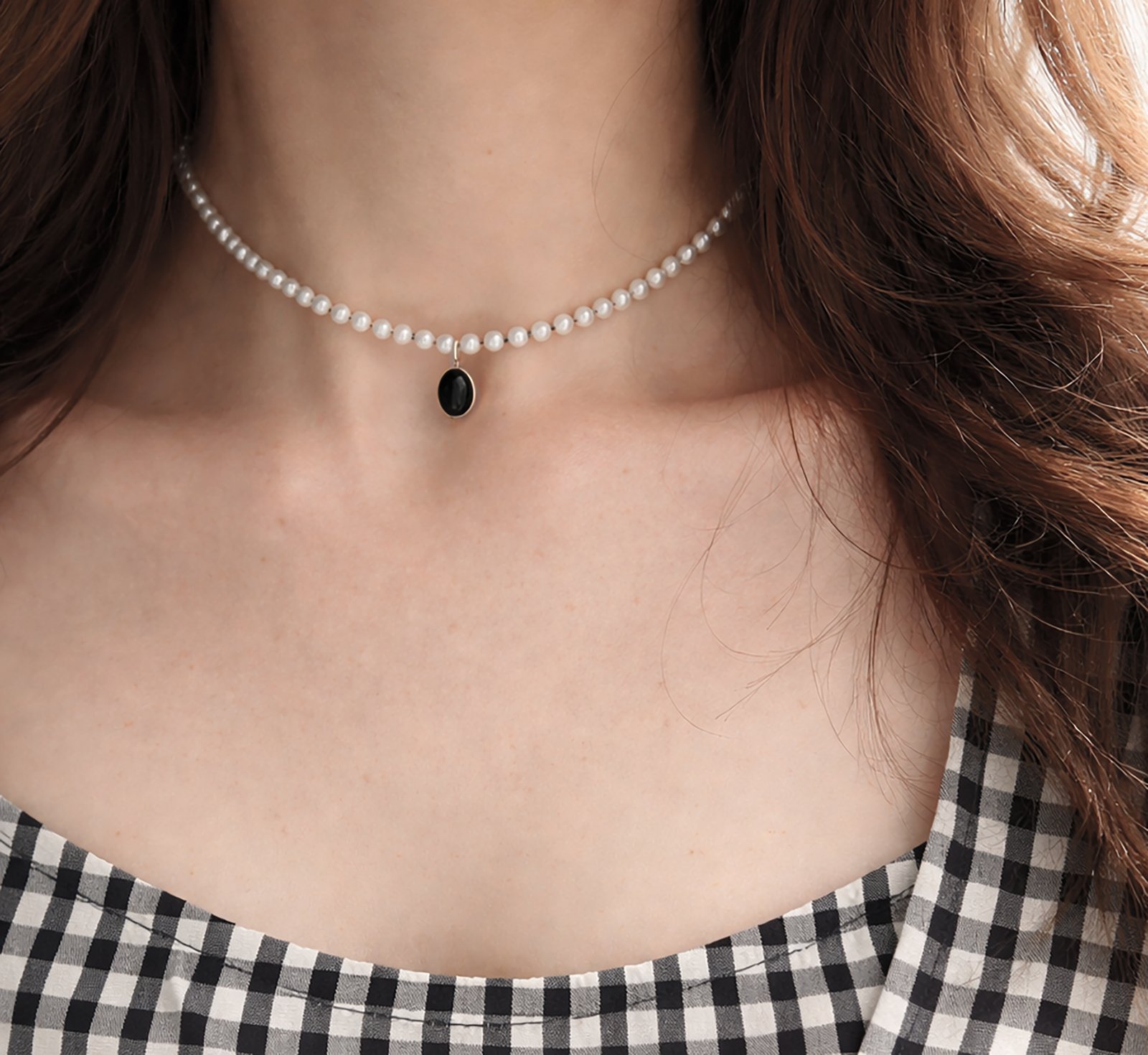 victorian pearl choker with onyx pendant | vasa new york